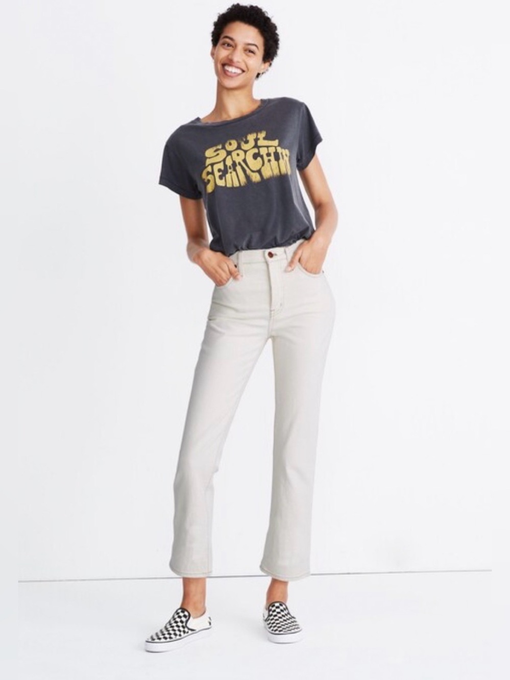 Madewell Petite Slim Demi-Boot Jeans in Cloud Lining